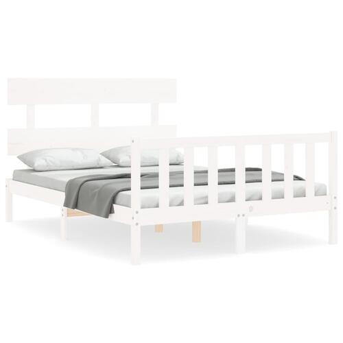 Sengeramme med sengegavl Small Double massivt træ hvid