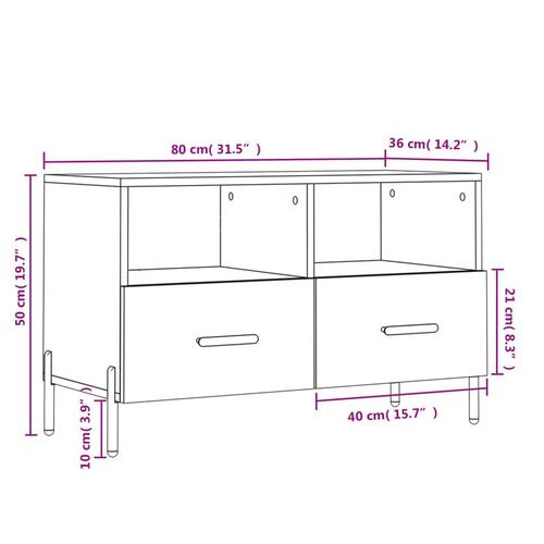 Tv-bord 80x36x50 cm konstrueret træ betongrå