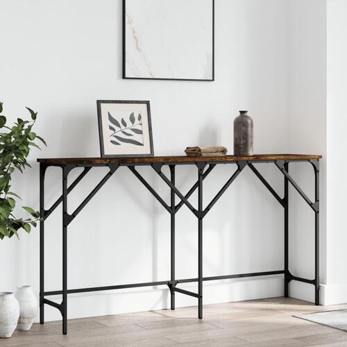 Konsolbord 140x29x75 cm konstrueret træ røget egetræsfarve