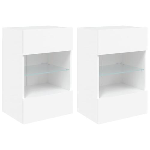 Væghængte tv-borde 2 stk. med LED-lys 40x30x60,5 cm hvid