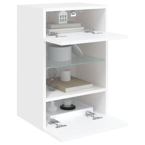 Væghængte tv-borde 2 stk. med LED-lys 40x30x60,5 cm hvid