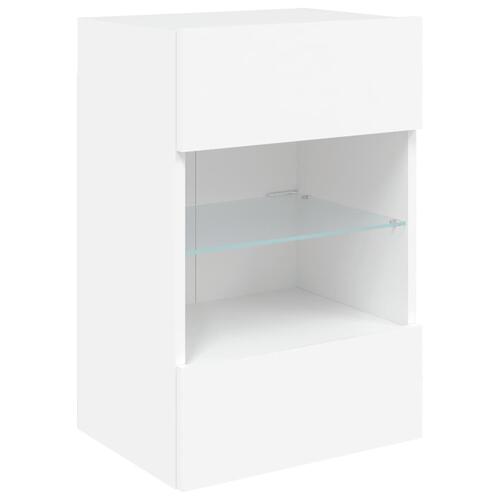 Væghængte tv-borde 2 stk. med LED-lys 40x30x60,5 cm hvid