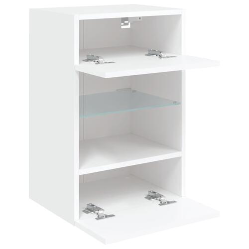 Væghængte tv-borde 2 stk. med LED-lys 40x30x60,5 cm hvid