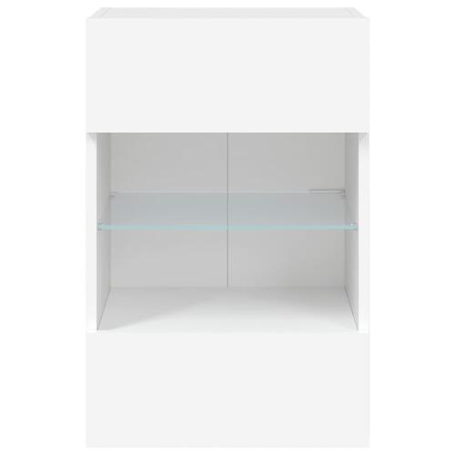 Væghængte tv-borde 2 stk. med LED-lys 40x30x60,5 cm hvid