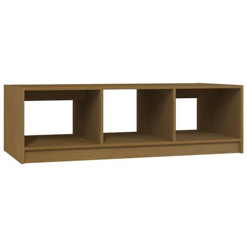 Sofabord 110x50x34 cm massivt fyrretræ honningbrun