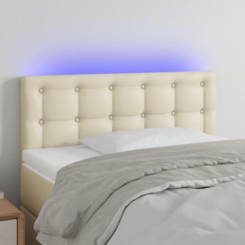 Sengegavl med LED-lys 100x5x78/88 cm kunstlæder cremefarvet