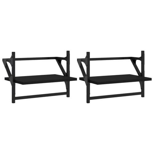 Væghylder med stænger 2 stk. 40x25x30 cm sort