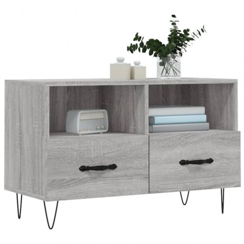 Tv-bord 80x36x50 cm konstrueret træ grå sonoma-eg
