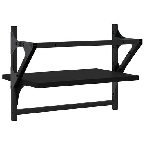 Væghylder med stænger 2 stk. 40x25x30 cm sort