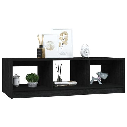 Sofabord 110x50x34 cm massivt fyrretræ sort