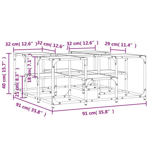 Sofabord 91×91×40 cm i konstrueret træ - sonoma-eg, industrielt design