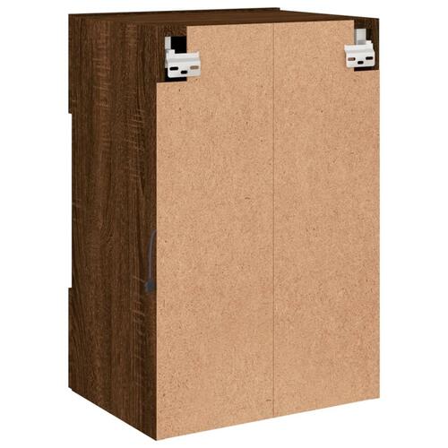 Væghængte tv-borde 2 stk. med LED-lys 40x30x60,5 cm brunt eg
