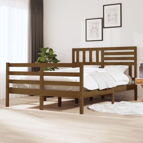 Sengeramme 140x200 cm massivt træ gyldenbrun