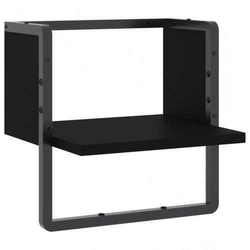 Væghylde med stang 30×25×30 cm - sort