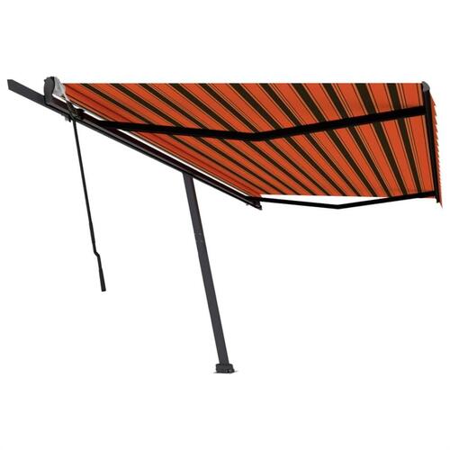 Fritstående markise 500x350 cm manuel betjening orange/brun