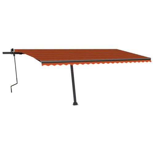 Fritstående markise 500x350 cm manuel betjening orange/brun
