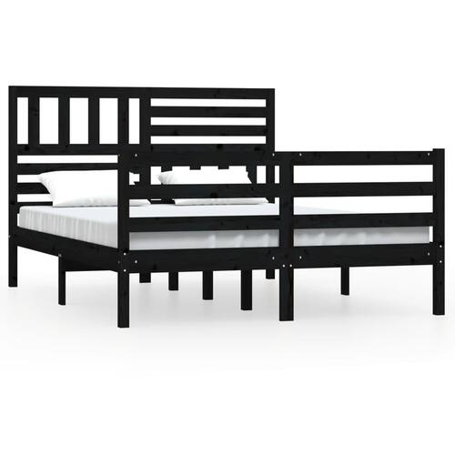 Sengeramme 140x200 cm massivt træ sort