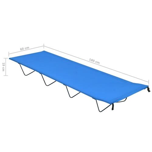 Campingseng 180x60x19 cm oxfordstof og stål blå
