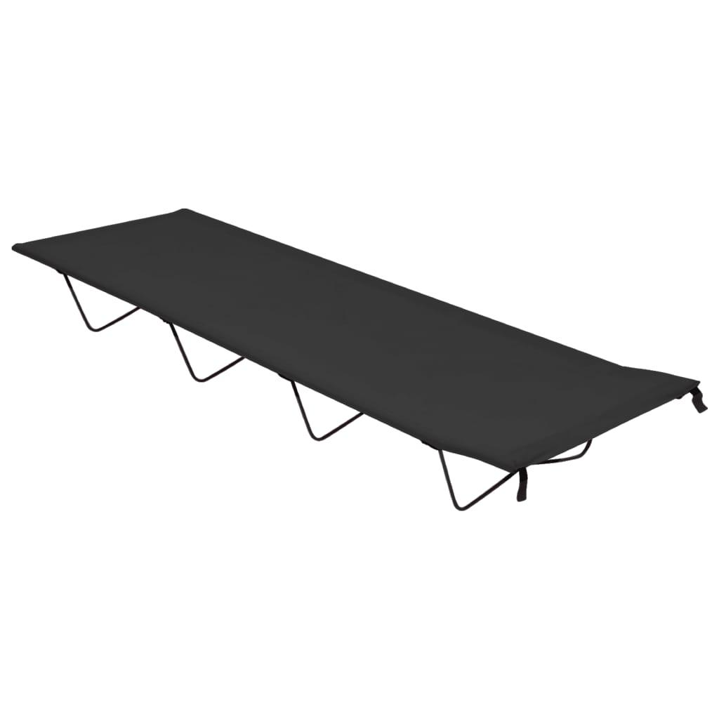 Campingseng 180x60x19 cm oxfordstof og stål sort