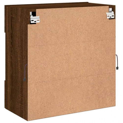Væghængt tv-bord med LED-lys 58,5 x 30 x 60,5 cm - brun egetræsfarve