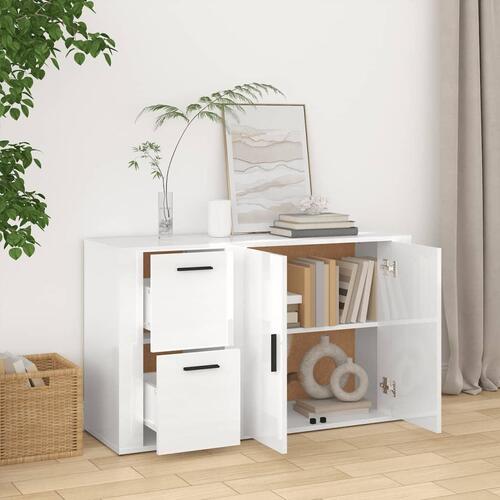 Skænk 100x33x59,5 cm konstrueret træ hvid højglans
