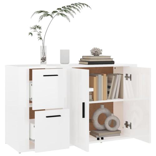 Skænk 100x33x59,5 cm konstrueret træ hvid højglans