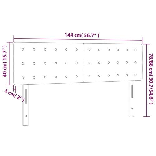 Sengegavl med LED-lys 144x5x78/88 cm kunstlæder hvid