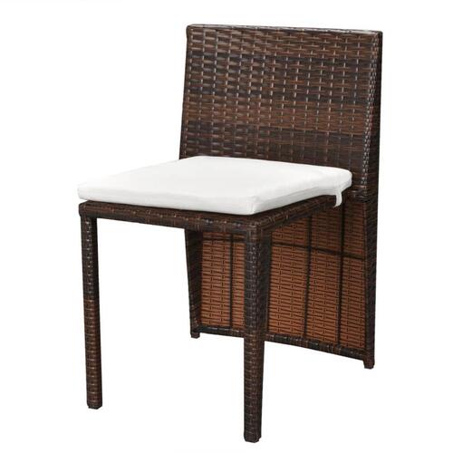 Bistrosæt 3 dele med hynder polyrattan brun