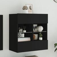 Væghængt tv-bord med LED-lys 58,5x30x60,5 cm sort