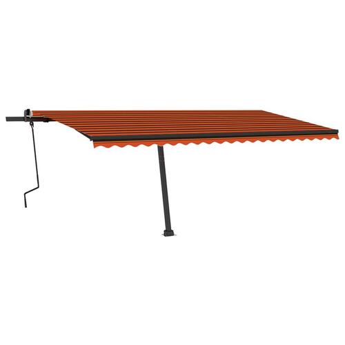 Markise m. LED-lys 500x350 cm manuel betjening orange og brun