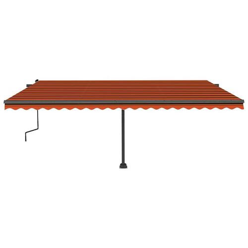 Markise m. LED-lys 500x350 cm manuel betjening orange og brun