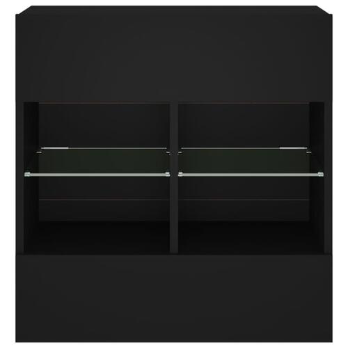 Væghængt tv-bord med LED-lys 58,5x30x60,5 cm sort