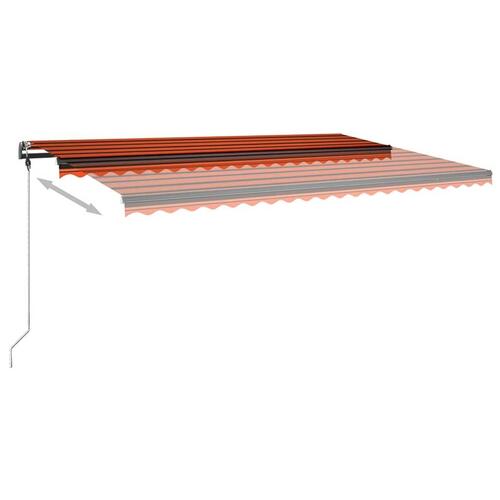 Markise m. LED-lys 500x350 cm manuel betjening orange og brun
