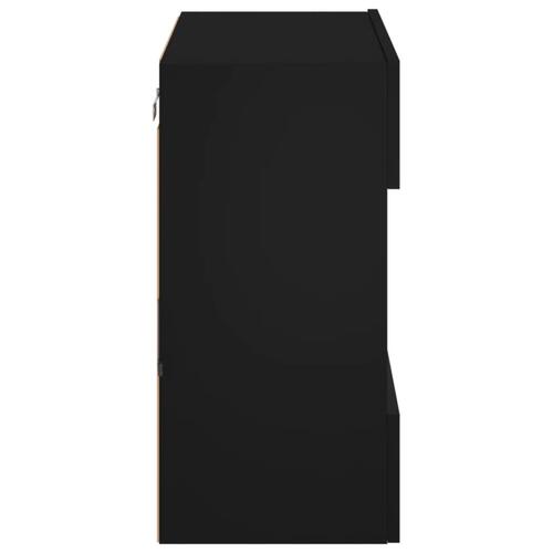Væghængt tv-bord med LED-lys 58,5x30x60,5 cm sort
