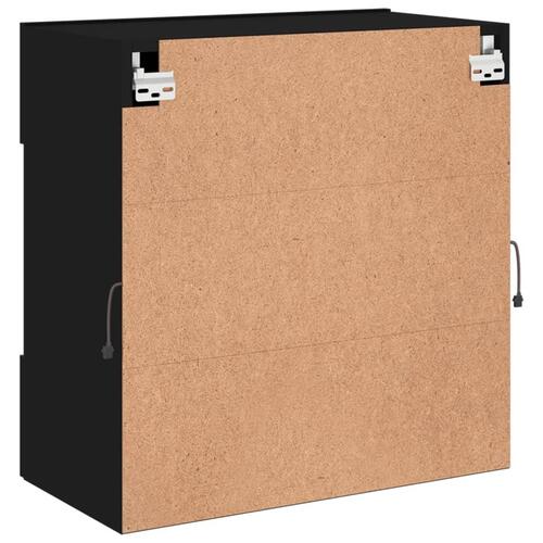 Væghængt tv-bord med LED-lys 58,5x30x60,5 cm sort
