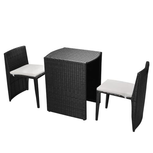 Udendørs spisebordsæt i 5 dele polyrattan sort