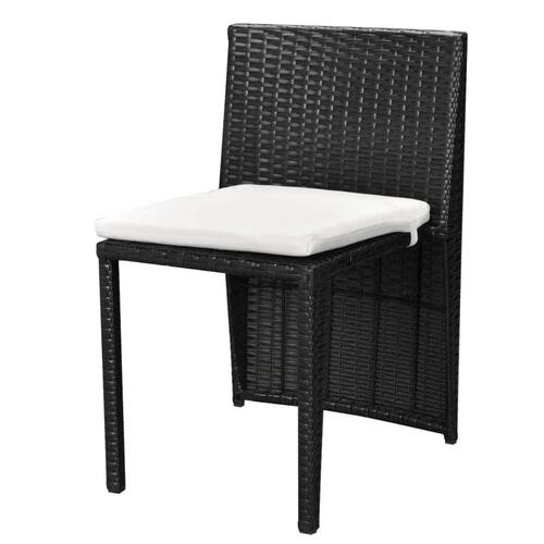Udendørs spisebordsæt i 5 dele polyrattan sort