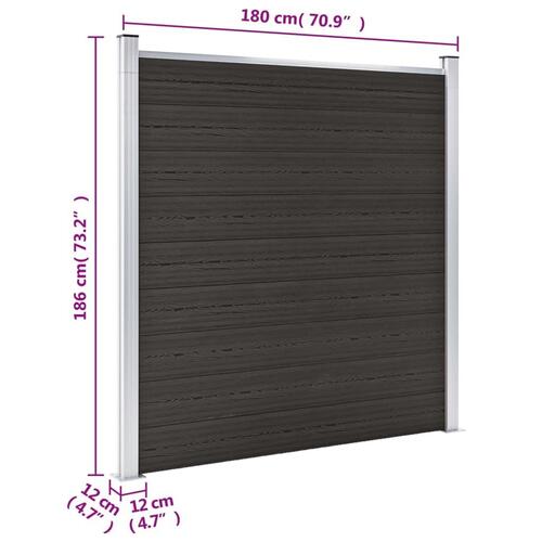 Hegnspanel 180x186 cm WPC sort