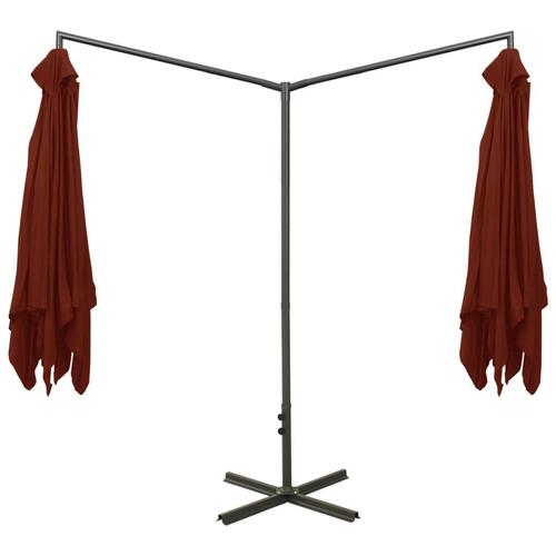 Dobbelt parasol med stålstang 600x300 cm antracitgrå