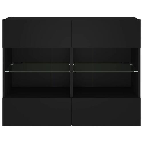 Væghængt tv-bord med LED-lys 78,5x30x60,5 cm sort