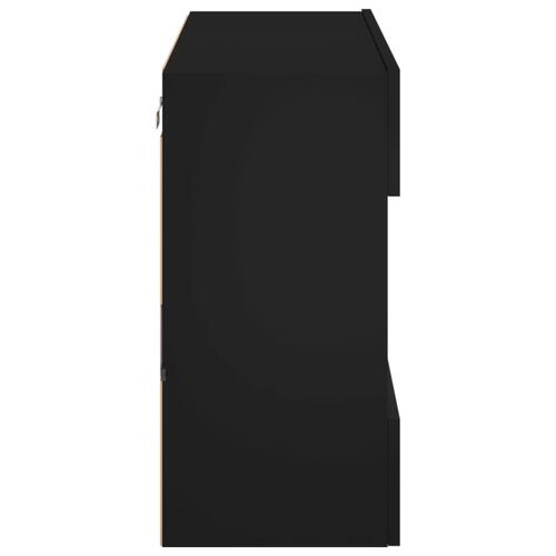 Væghængt tv-bord med LED-lys 78,5x30x60,5 cm sort