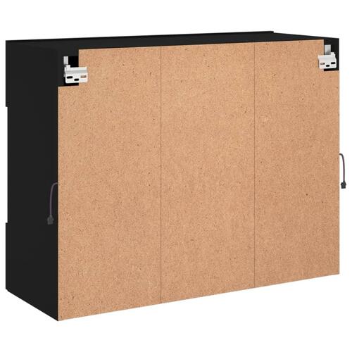 Væghængt tv-bord med LED-lys 78,5x30x60,5 cm sort