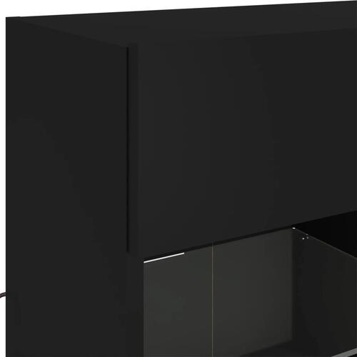 Væghængt tv-bord med LED-lys 78,5x30x60,5 cm sort