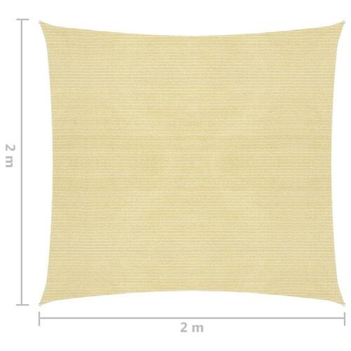 Solsejl HDPE firkantet 2 x 2 m beige