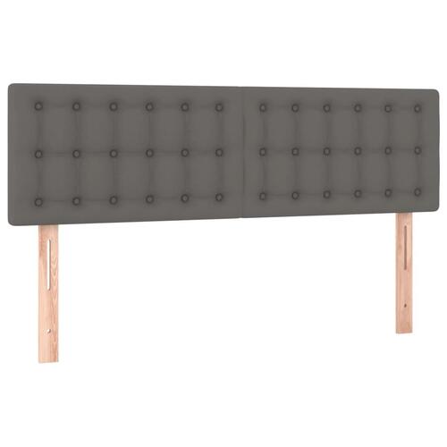 Sengegavl med LED-lys 144x5x78/88 cm kunstlæder grå