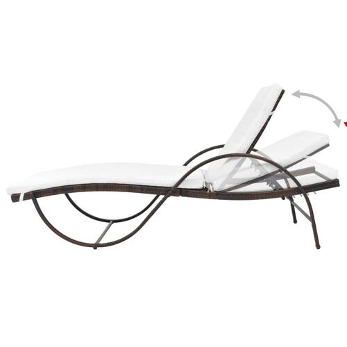 Liggestol med hynde & bord polyrattan brun