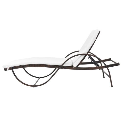 Liggestol med hynde & bord polyrattan brun