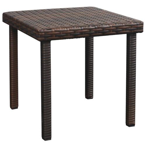 Liggestol med hynde & bord polyrattan brun