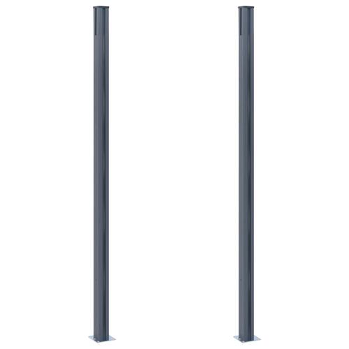 Hegnspæle 2 stk. 185 cm aluminium mørkegrå