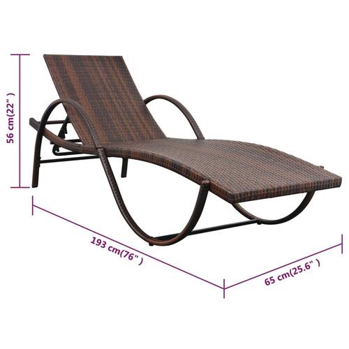 Liggestol med hynde & bord polyrattan brun